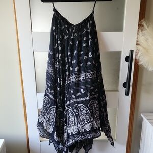 Patrons of Peace Black and White Asymmetrical Maxi Skirt